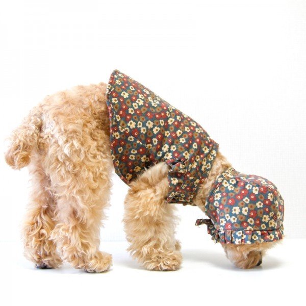 페오펫몰,러브핫핏 양면 착용 가능한 강아지 리버시블 플라워 베스트+모자 세트