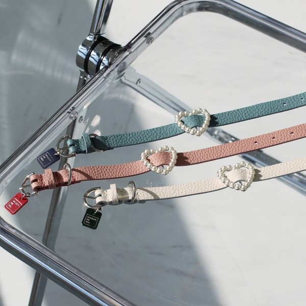 페오펫몰,[댕보양특가] 하트 진주 목줄 로즈 핑크