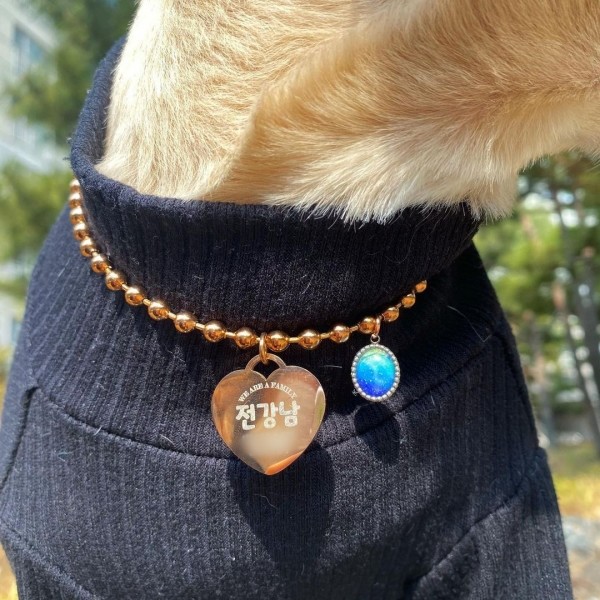 페오펫몰,[당일출고]강아지 고양이 써지컬 탄생석 인식표 목걸이