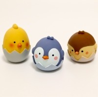 [꼬수니토이즈] 에그패밀리 병아리 펭귄 참새 3종세트 라텍스 삑삑이 장난감