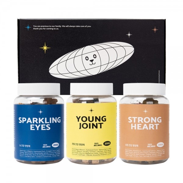 페오펫몰,[펫케어유니온] 추석 특별 이벤트 20% 할인 선물세트 강아지영양제 3종 세트 눈 심장 관절 /200gX3개