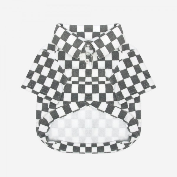 페오펫몰,[무럭무럭특가]CHECKERBOARD COLLAR TSHIRT-GRAY(카라티)