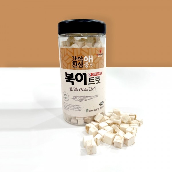 페오펫몰,개과천선 간식애진심 국내생산 동결 건조 애견 간식 통명태 슬라이스 80g
