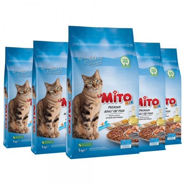 페오펫몰,미토(la-Mito) 성묘 고양이사료 치킨&피쉬(믹스) 1kg*5개