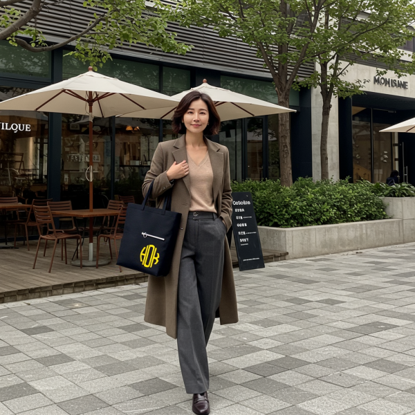 페오펫몰,이니셜 모노그램 에코백 지퍼포켓