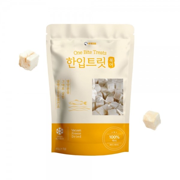 국개대표 국내산 강아지 동결 건조 간식 한입 트릿 북어, 45g