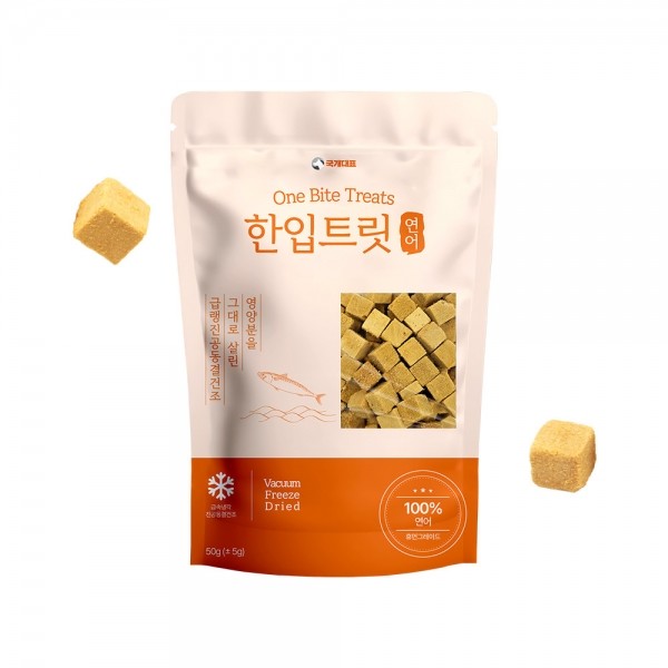국개대표 국내산 강아지 동결 건조 간식 한입 트릿 연어, 50g