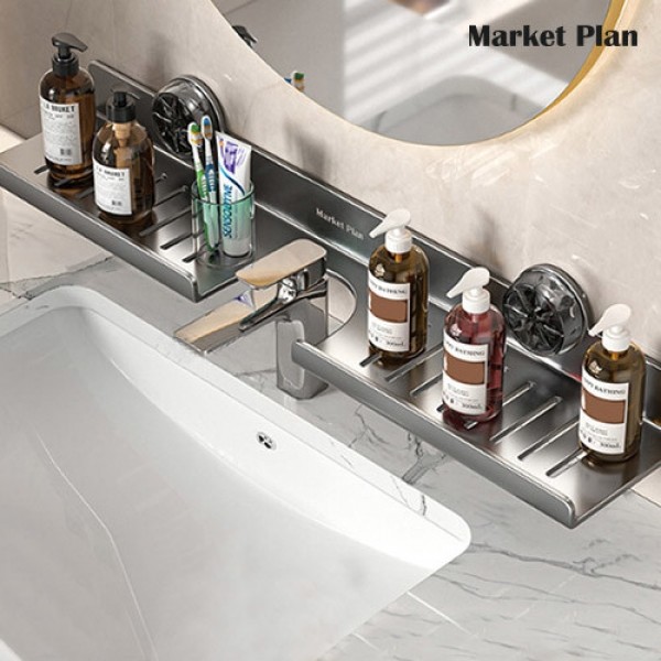 페오펫몰,마켓플랜 심플 무타공 다용도 배수홀 욕실 선반 2p
