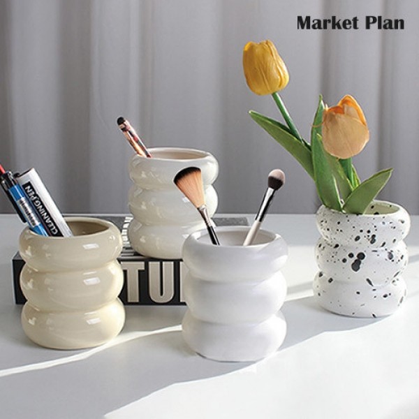 페오펫몰,마켓플랜 도넛 다용도 세라믹 화장품 정리 꽂이