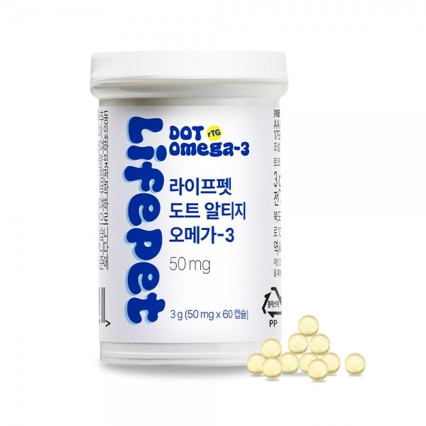 페오펫몰,[감사특가]라이프펫 강아지 고양이 도트알티지 오메가3 50mg 60캡슐 국내최초 CSP용기