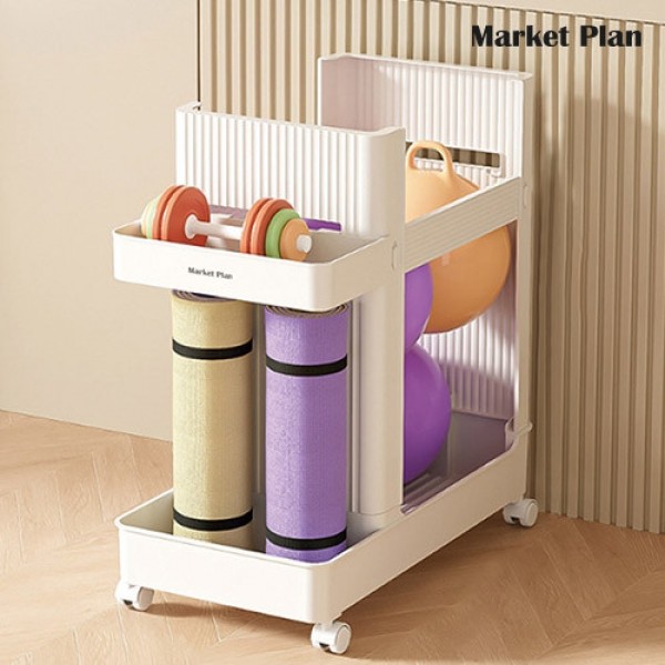 페오펫몰,마켓플랜 다용도 피트니스 이동식 2단 수납 정리함