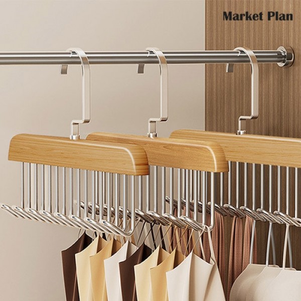 마켓플랜 360도 원목 옷걸이 다용도 행거 3p