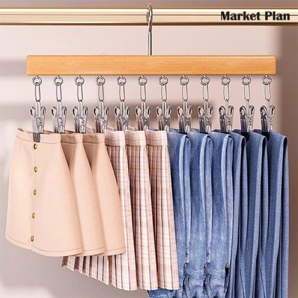 페오펫몰,마켓플랜 360도 원목 논슬립 옷걸이 집게
