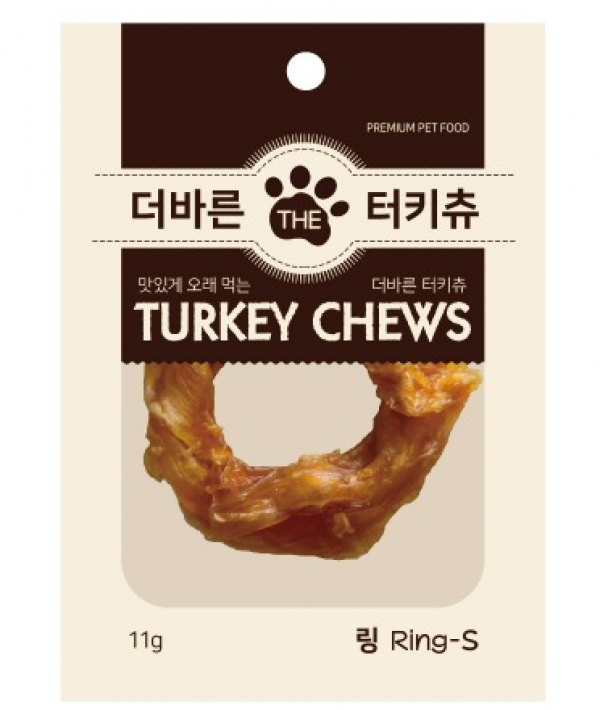 페오펫몰,[더바른] 100% 미국산 칠면조 힘줄 터키츄 강아지 건조 간식 하드링 S 11g 10개 [반려동물]