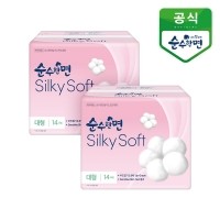 깨끗한나라 순수한면 생리대 실키소프트 대형 14개입 2팩