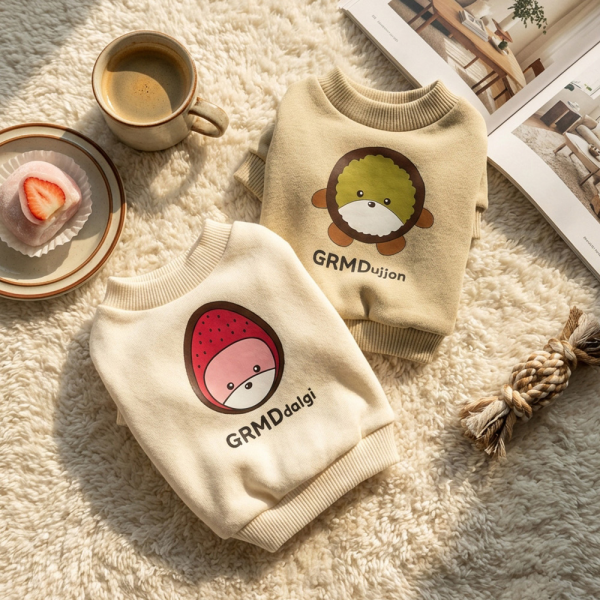 [고퀄리티]국내제작 겨울 따끈한 간식 디자인 디저트맨투맨