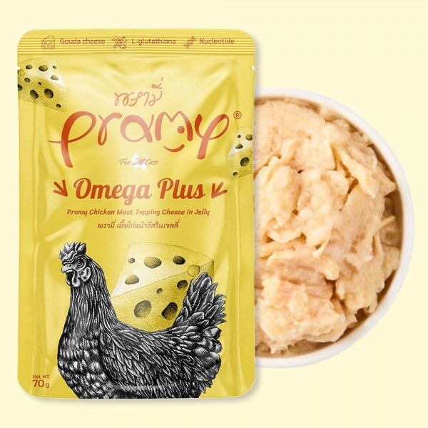 프라미 습식 파우치 간식 오메가플러스 치킨치즈젤리 70g