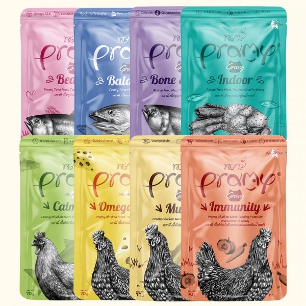 페오펫몰,프라미 습식 파우치 간식 머슬 치킨튜나그레이비 70g