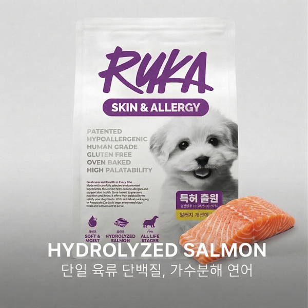 페오펫몰,[대용량 특가] 루카 스킨 앤 알러지 강아지 가수분해 연어 눈물 소프트 사료 1kg, 6개
