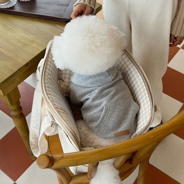 페오펫몰,크레용펫 무지 기모 후드티 (네이비/그레이)