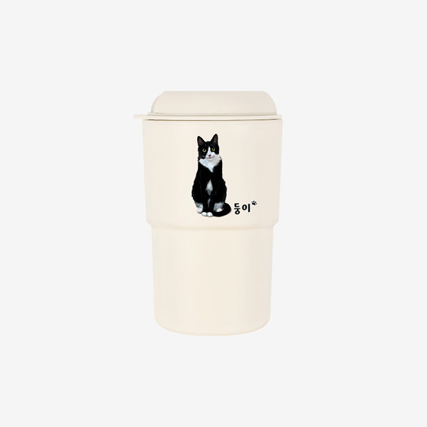 페오펫몰,반려동물 강아지 고양이 사진 그림 커스텀 주문제작 이중 파스텔 텀블러 (350ml)