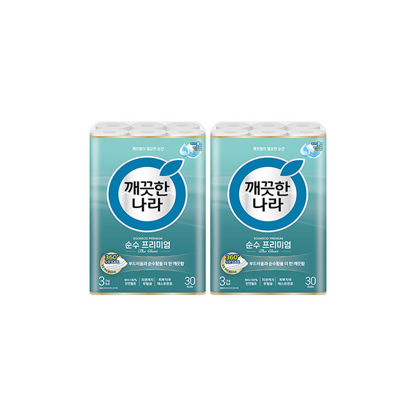 페오펫몰,[따스한특가]깨끗한나라 롤티슈 순수프리미엄 더클래스 30m 30롤 2개