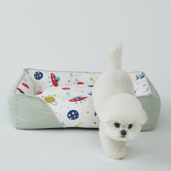 페오펫몰,[펫앤마마] 강아지 방석 쿠션 카툰 3종 (그린/그레이/베이지) M~XL