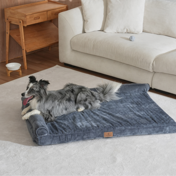 페오펫몰,[펫앤마마] 대형견 강아지 방석 L자형 쿠션 03 2종 (그레이/진그레이) L~2XL