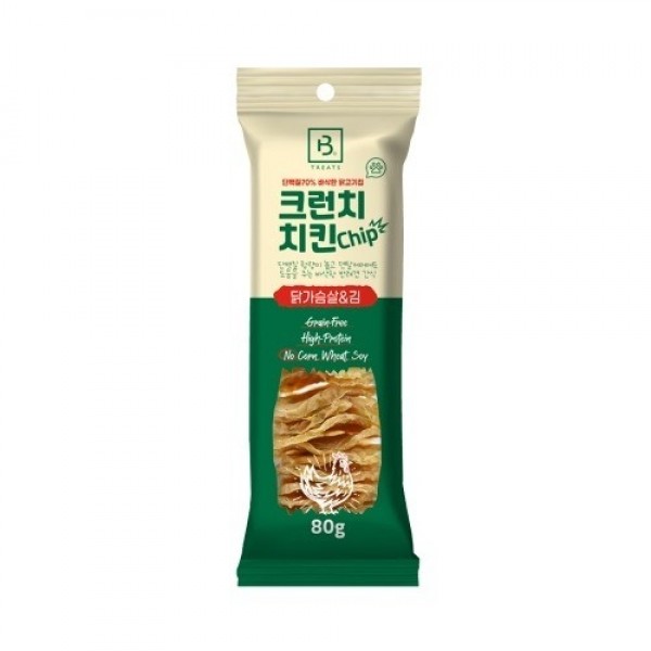 페오펫몰,[멤버십 비밀가격][브리더랩] 크런치치킨칩(닭가슴살&김)80g [최저가]