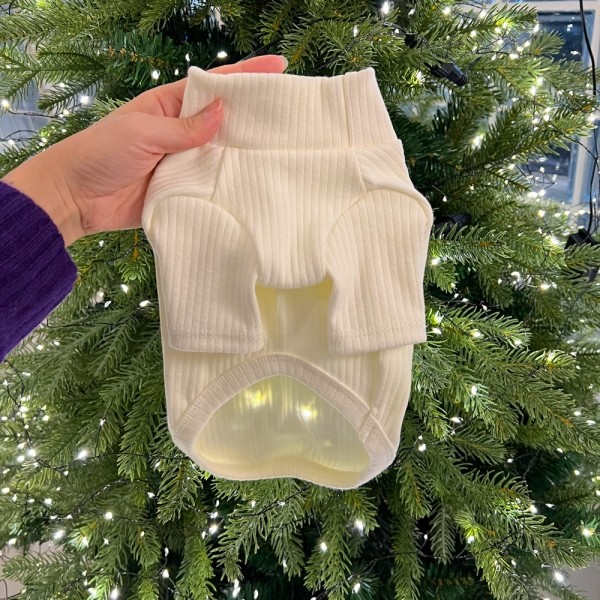 페오펫몰,보리밥 크림 쫀쫀 골지 반목폴라 티셔츠