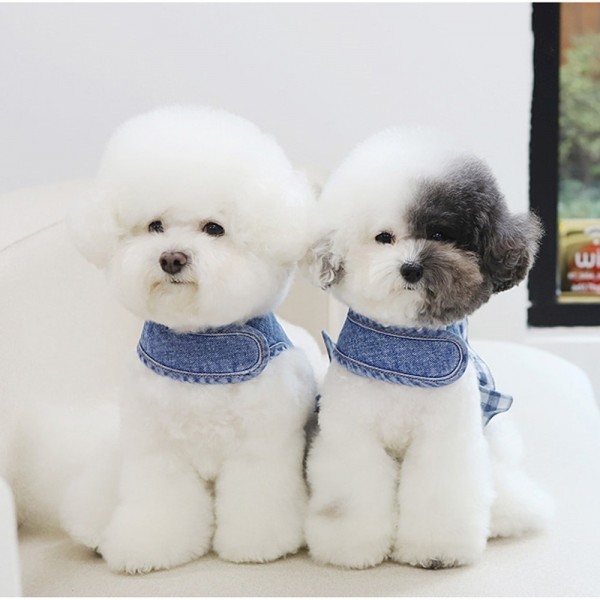 페오펫몰,레드퍼피 체크프릴 데님하네스