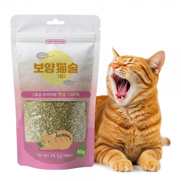 [댕캉스특가]더보양 보양묘술 고양이 자연 건조 캣닢 가루 고양이풀 개박하 캣그라스 캣잎, 80g