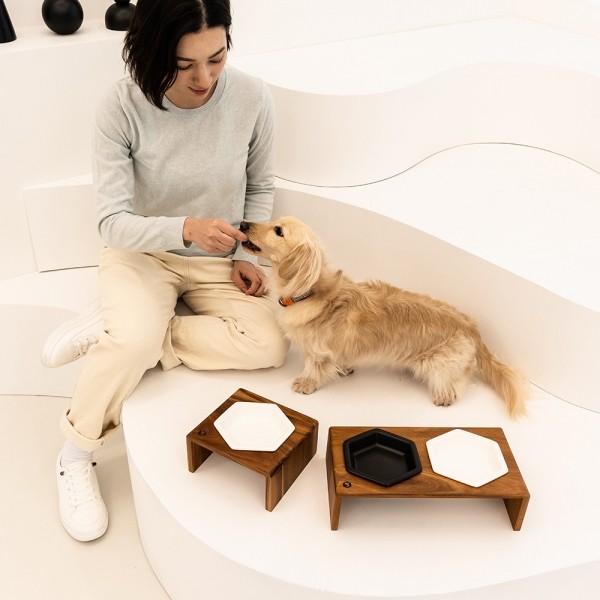 페오펫몰,스탠다드펫 헥사볼 식기 & 우드 테이블 [최저가]