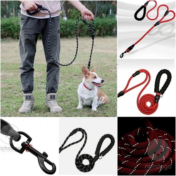 페오펫몰,리치독스 대형견 중형견 듀얼핸즈 반사 산책줄 견인줄 나일론 로프 리드줄 1.8m [최저가]