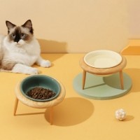 [댕린이특가] 펫트너스 UFO 강아지 식기 고양이 밥그릇 물그릇 세라믹 도자기 원목