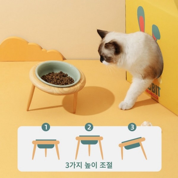 페오펫몰,[댕린이특가] 펫트너스 UFO 강아지 식기 고양이 밥그릇 물그릇 세라믹 도자기 원목