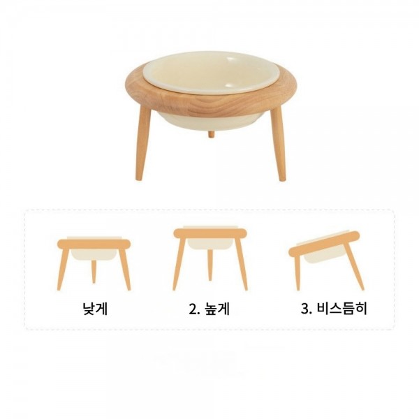 페오펫몰,[댕린이특가] 펫트너스 UFO 강아지 식기 고양이 밥그릇 물그릇 세라믹 도자기 원목