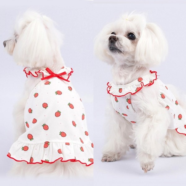 페오펫몰,딸기프릴원피스 강아지옷 실내복 강아지명품옷 애견옷