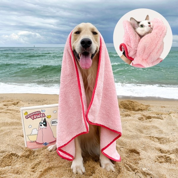 페오펫몰,3L 흡수 가능한 그루밍 펫타올&글러브