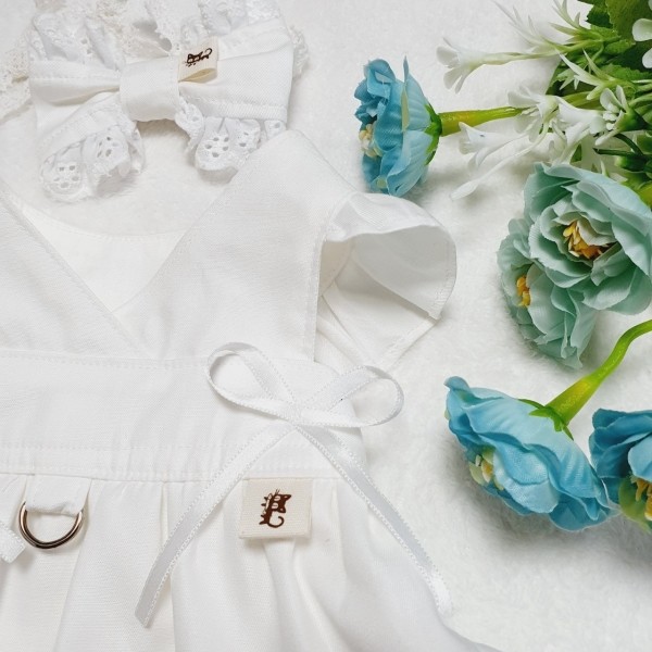 페오펫몰,화이트 메이드 원피스 4XS-9XL 초소 중 대형 고양이 옷 강아지 원피스 외출복 나들이복 행사 핸드메이드 맞춤제작