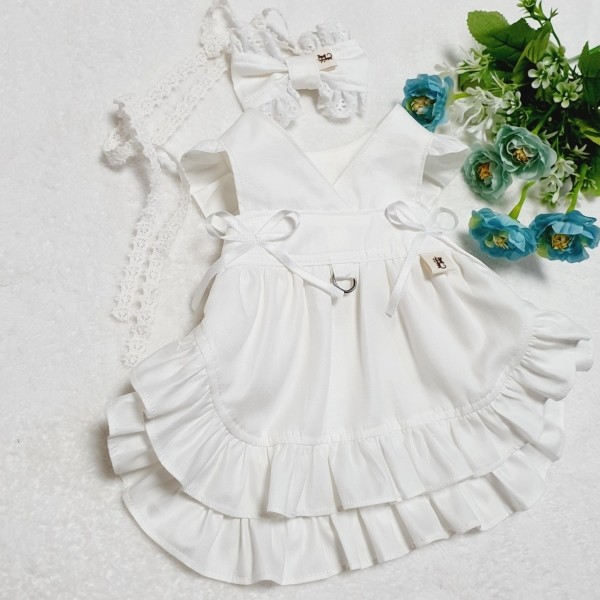 페오펫몰,화이트 메이드 원피스 4XS-9XL 초소 중 대형 고양이 옷 강아지 원피스 외출복 나들이복 행사 핸드메이드 맞춤제작