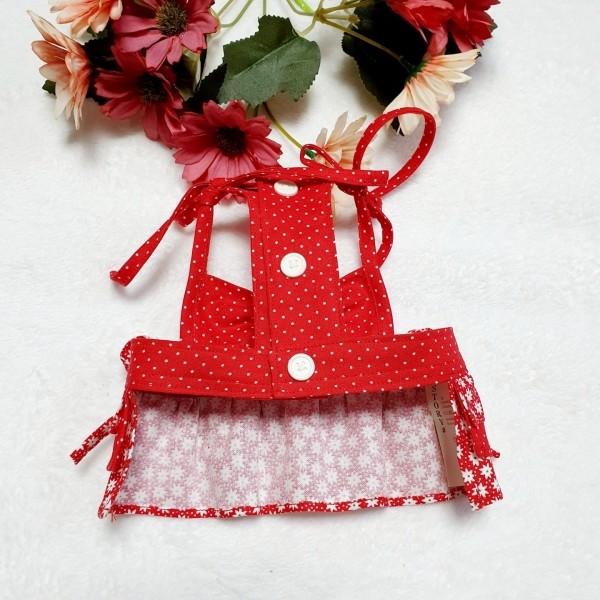 페오펫몰,레드 땡땡 끈나시 미니 원피스 4XS-9XL 초소 중 대형 고양이 옷 강아지 원피스 외출복 나들이복 행사 핸드메이드 맞춤제작