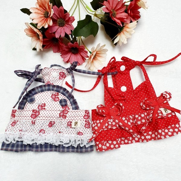 페오펫몰,레드 땡땡 끈나시 미니 원피스 4XS-9XL 초소 중 대형 고양이 옷 강아지 원피스 외출복 나들이복 행사 핸드메이드 맞춤제작