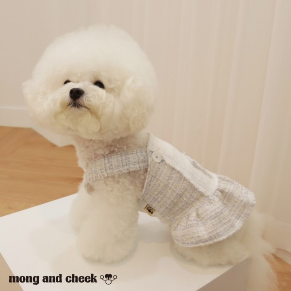 페오펫몰,몽앤치크 강아지 트위드 스노우 원피스_2color
