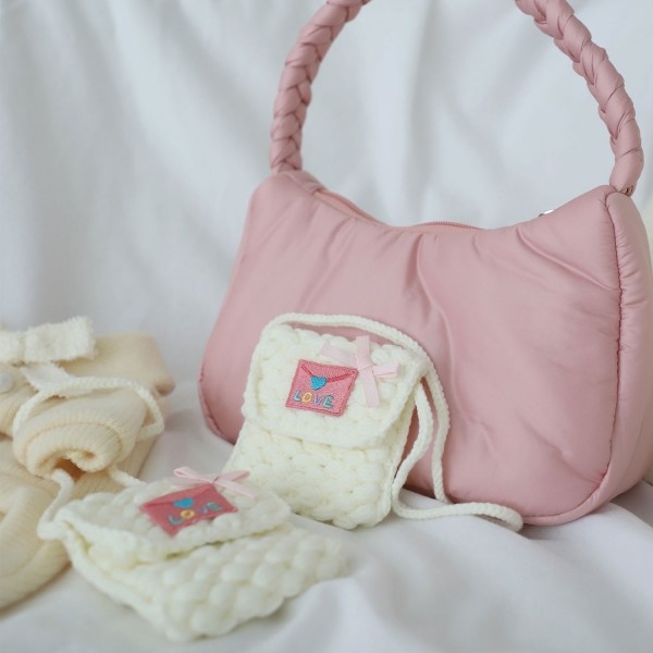 몽앤치크 러브레터 니트 백_One size