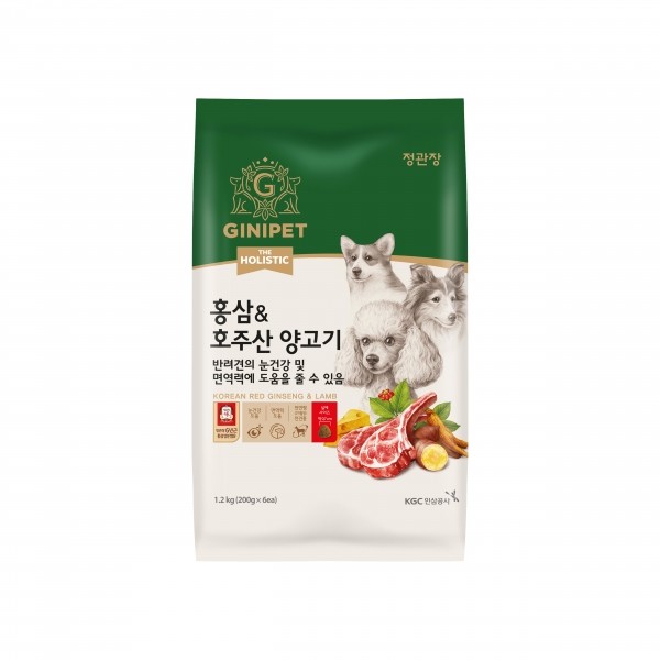 페오펫몰,정관장 지니펫 더홀리스틱 홍삼사료 1.2kg 3종 택 1 (연어/오리/양고기)