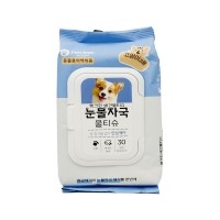 [펫크린애견물티슈] 강아지 고양이 겸용 눈물자국 물티슈 30매,1개