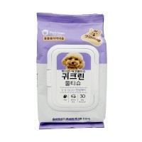 [펫크린애견물티슈] 강아지 고양이 겸용 귀크린 물티슈 30매,1개