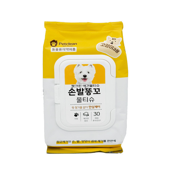 페오펫몰,[펫크린애견물티슈] 강아지 고양이 겸용 손발똥꼬 물티슈 30매,1개