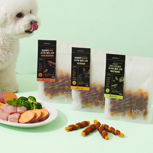 페오펫몰,펫토리아 한입뚝딱 강아지 고구마 말이 스틱 100g (6개입)